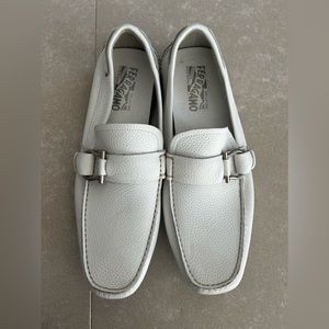 Men’s white Salvatore Ferragamo loafers size 10 white